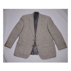 Barrington Men 42S Blazer 100% Pure Silk Sport Coat Gray Textured 2Button Jacket